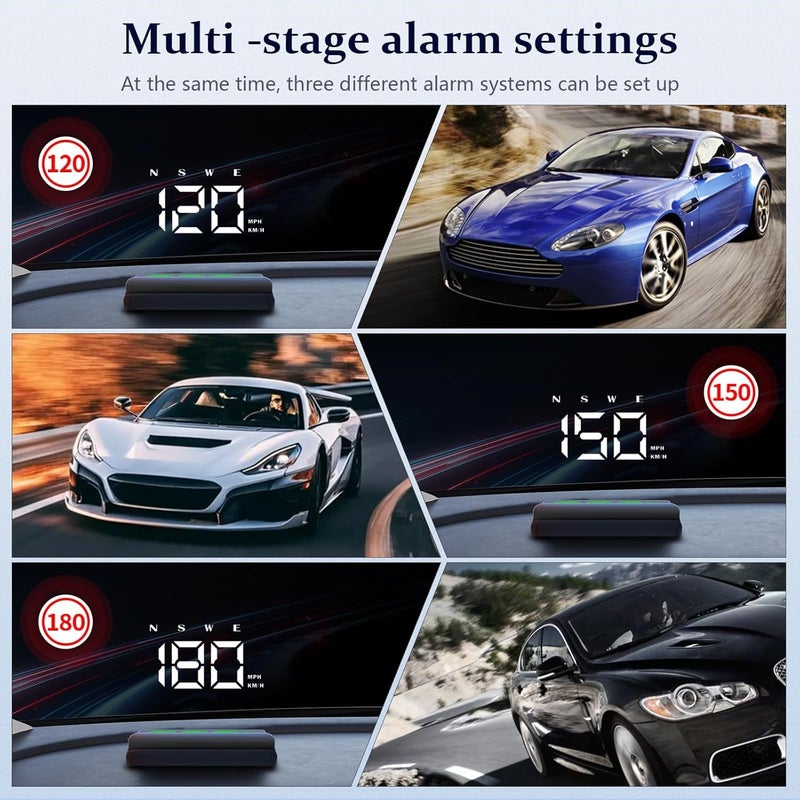wiiiw Heads up Display for Cars,Speedometer for Car W2S(White),Digital Speedometer for Car with Overspeed Alarm,Automatic Brightness Adjustment,LED Large Font,Plug and Play,Speedometer Suitable for All Cars - Image 4